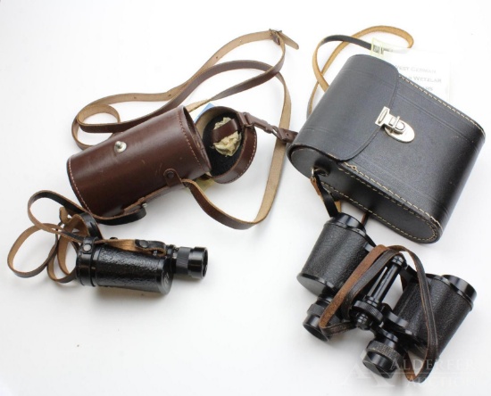 One pair West German binoculars and one Swedish WWII monocular