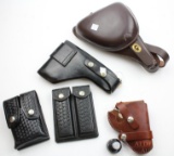 Lot of leather holsters and magazine carriers