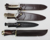 Four fixed blade collectors knives