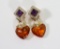 14KY Gold Citrine, Amethyst, Diamond Earrings