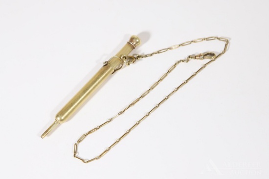14KY Gold Pocket Watch Chain with Pencil Fob