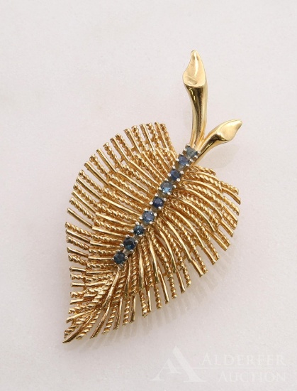 14KY Gold Sapphire Brooch Pin