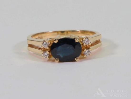 14KY Gold Sapphire and Diamond Ring