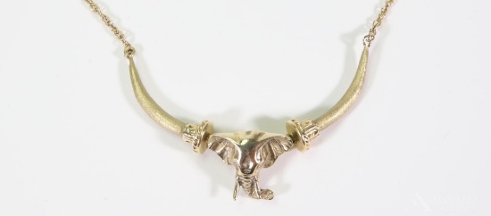 9CT Gold Elephant Head and Tusks Necklace