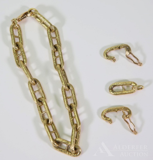 18KY Gold Link Bracelet with 14K Spare Clasps