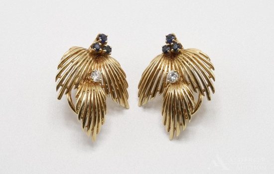 Dankner 14KY Gold Sapphire and Diamond Earrings