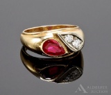 14KY and White Gold Ruby and Diamond Ring