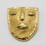 18KY Gold Mask Brooch Pin