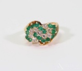 14KY Gold Emerald and Diamond Ring