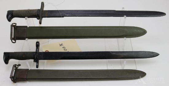 Lot of 2 USN MKI Training Bayonets and Scabbards- 16" plastic blades.