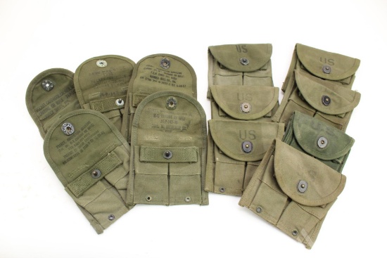 Lot of 12 Post WWII M1 Carbine Double 15 round magazine pouches for web belts.