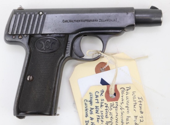 Walther #4 Semi Automatic Pistol.