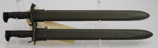 Lot of 2 USN MKI Training Bayonets and Scabbards- 16" plastic blades.