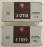 2 Boxes 8mm Steyr Ammo.