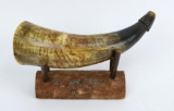 Revolutionary War Powder horn of John Elder, 10th Pennsylvania, 1777