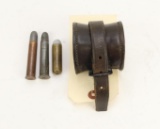 Sharps cavalry carbine socket double tapered and 3 antique collectible rifle cartridges.