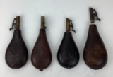 Lot of 4 leather shot flasks