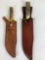 2 Bear and Son fixed blade knives with leather sheaths