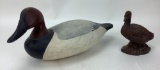 Wood Carved Duck Decoy and Other Duck