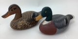 Wood Carved Mallard Duck Decoys (2)