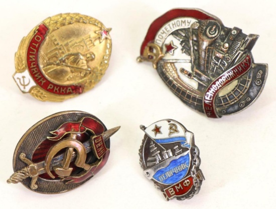 Soviet Badges-Navy, NKVD, Railway, and Red Army