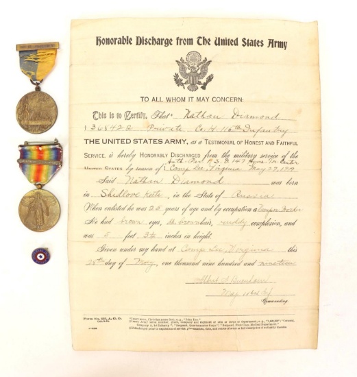 United States WWI Medals and Document