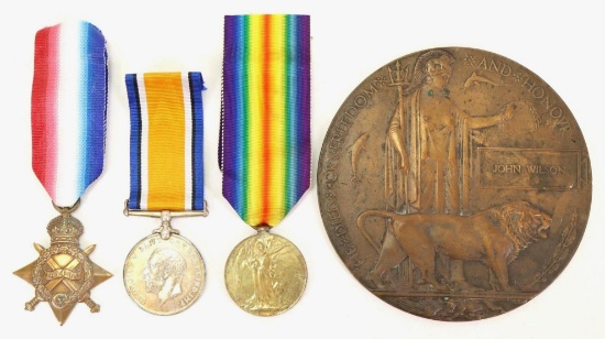 British World War One Medal Grouping and Memorial Plaque-Gordon Highlanders