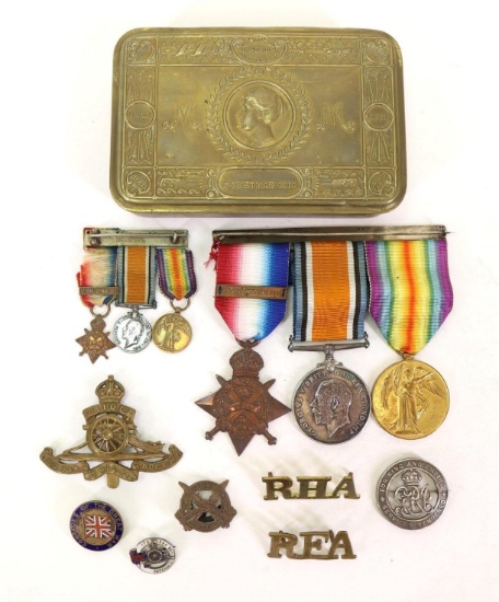 British World War One Medal/Insignia Group in Princess Mary Christmas Box