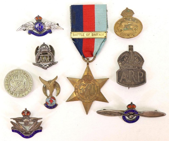British Empire Aviation Related Pins and Medal
