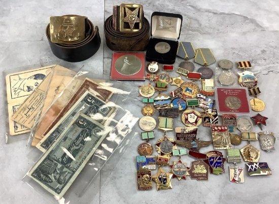 Soviet Military Belts, Pins and Ephemera