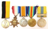 Family British Medal Grouping World War I Trio and Sudan Pair with KSA