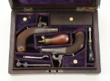 Unique Antique W. Ellis Cased Matched Pair of Screw Barrel Pistols