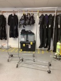 Rolling hanger racks.