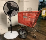 Floor Fan and Shopping Cart