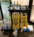 Janitor Cart and Cleaning Supplies