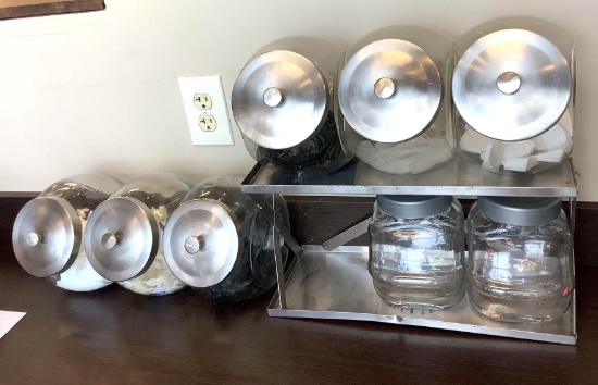 Glass Canisters and Stand