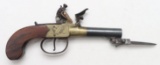 H Nock English Center Hammer Flintlock Screw Barrel Pistol With Snap Bayonet Matches Prior Lot