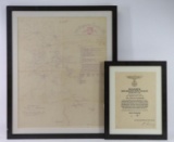 WWII Framed Appointment And Late war Map