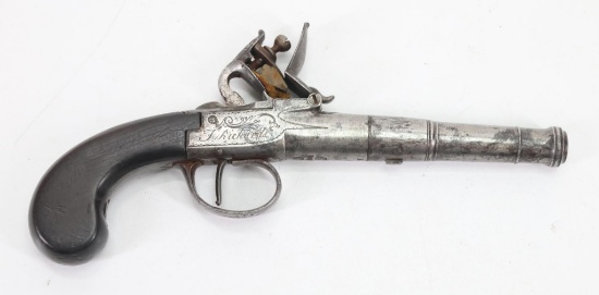 Antique J Richards Flintlock Center Hammer Screw Barrel Pistol