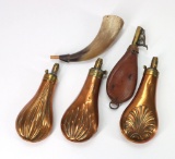 Powder Horn, Powder And Shot Flasks