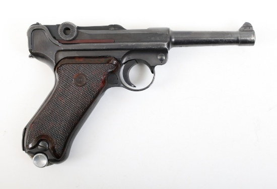 Hard To Find British Proofed German Mauser Werke 42 Code P08 Luger Semi Automatic Pistol