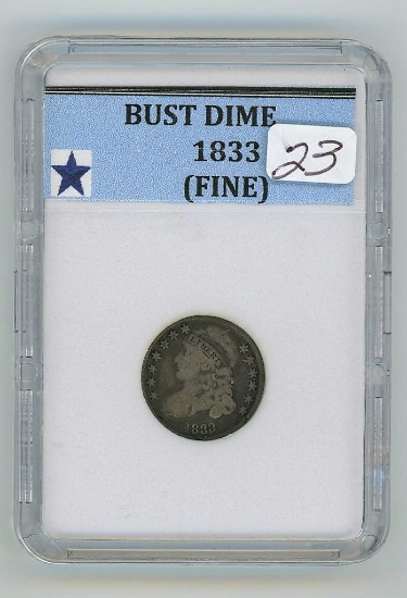 1833 Capped Bust Dime - F