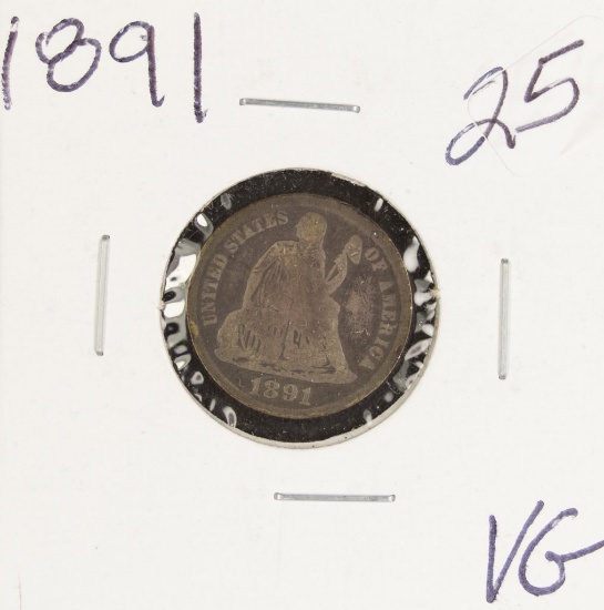1891 Seated Liberty Dime - VG