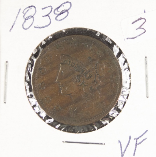 1838 Matron Head Modified Large Cent - VF