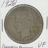 1928 Peace Dollar - VF Damaged