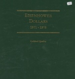 Complete Eisenhower Dollar Set 1971-78 UNC with Proofs - 32 Coins In Littleton Album with Slipcase