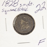 1828 Small Date/Square Base Capped Bust Dime - F