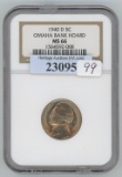 1940 - D Jefferson Nickel NGC MS-66 - Omaha Bank Hoard