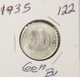 1935 Straits Settlement Twenty Cents - BU