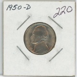 1950- D Jefferson Nickel